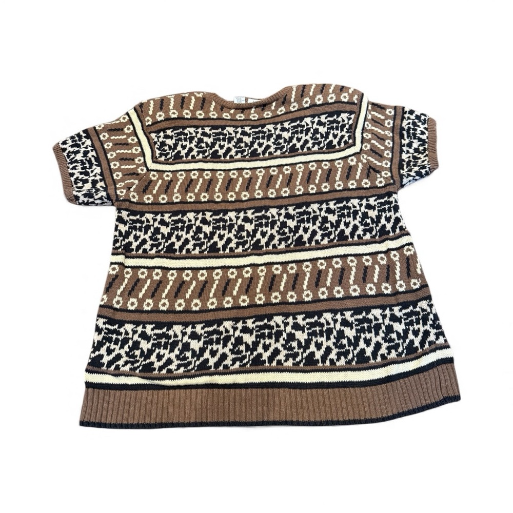 Vintage The Villager Signature Ramie Cotton Animal Print Knit Sweater Size M - Picture 3 of 5